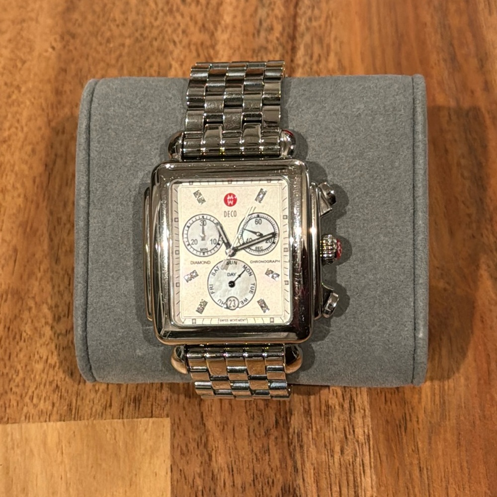 Michele XL Deco Watch (Silver)